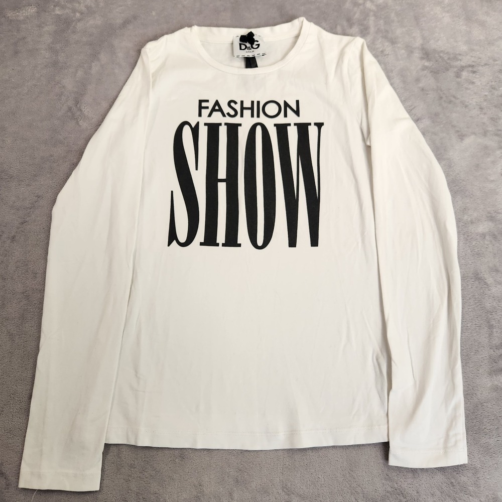 Dolce & Gabbana D&G White Tee Shirt Long Sleeve Top Italy Womens XS Junior XL